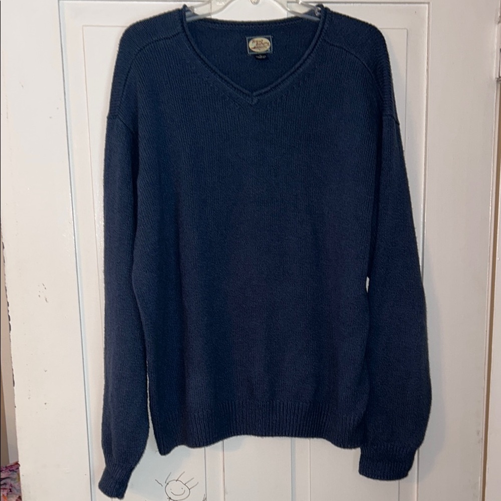 TOMMY BAHAMA Men's Blue V-Neck Knit Sweater XL Cotton